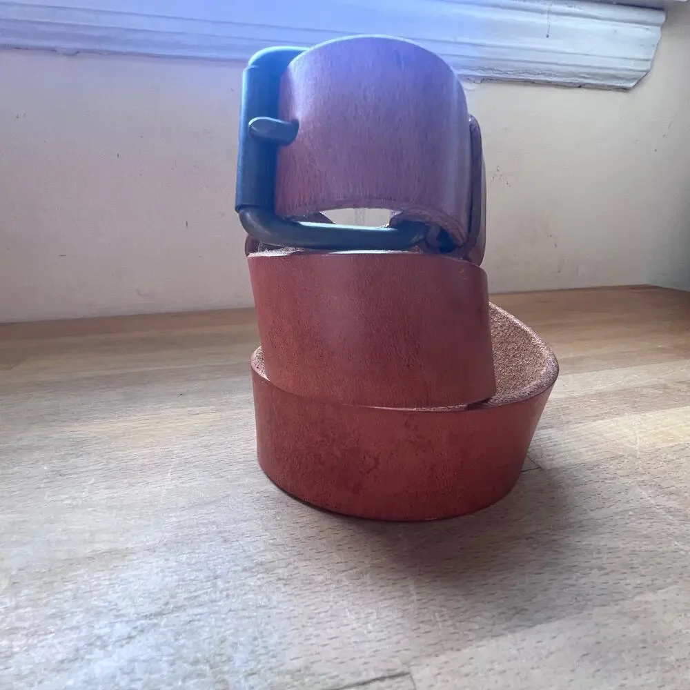 Vintage GAP Italian Leather Belt Size 30 Cognac Brown 1.5” Brass Buckle